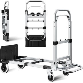 Upgraded 2 in 1 Folding Hand Truck, 600lbs Convertible Hand Truck Dolly with Solid Wheels and Straps Luggage, Convertible Hand Trucks for Moving Home, Office, Warehouse（Orange） in Kuwait