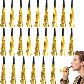 Sumind 24 Pieces Gold Noise Makers Glitter Noise Makers Metallic Fringed Party Blowers for Adults Birthday Graduation Sporting Events 2025 New Years Party Favor Supplies in Kuwait