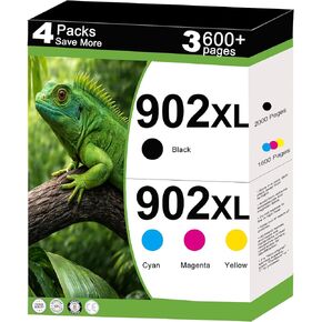 902XL Combo Ink Cartridges Replacement for HP 902 XL HP902 Ink Cartridges Fit for 6963 6964 6978 6970 6960 6975 6962 6968 6954 6951 6956 6961 6958 6950 Printer T0A39AN 4-Pack Cyan Magenta Yellow Black in Kuwait