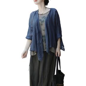 LZJN Women's Ramie Kimono Cardigan Casual Fashion Spring Summer Essential Lightweight Jacket in Kuwait