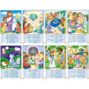 North Star Teacher Resource NST3102 Children's Bible Songs Bulletin Board Set, Set of 8 Posters in Kuwait