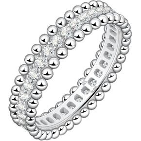 Moissanite Wedding Band for Women Full Eternity Band 925 Sterling Silver Round Cut D Color VVS1 Moissanite Stackable Wedding Anniversary Ring in Kuwait