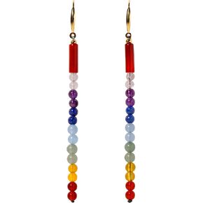 Reiki 7 Chakra Long Drop Dangle Earrings for Women 925 Silver Gold Plated Colorful Crystal Earrings Meditation Yoga Relaxation Jewelry in Kuwait