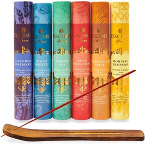 Essence incense gift pack 180 sticks with incense holder 6 flavors, Ocean,Morning Blosom,Jasmine tea,Rose Geranium,Sandalwood spice, And Lavender Rosemary. in Kuwait