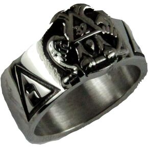 The Quiet Witness T68 Stainless Steel Scottish Rite Ring 14 & 32 Degree Mason 14th 32nd Masonic Jewelry Gift in Kuwait