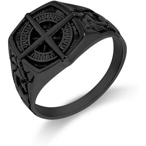 Compass Ring for Men Stainless Steel Nautical Round Compass Signet Black Rings in Kuwait
