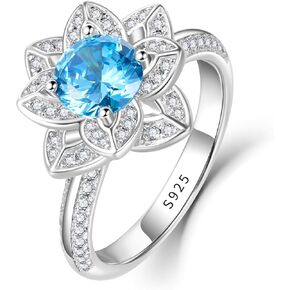 Birth Flower Ring For Women, Sterling S925 Silver Birthstone Ring in Kuwait