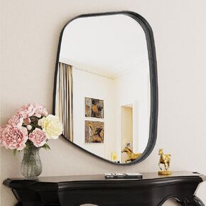 Irregular Wall Mirror 22"x30" Bathroom Mirrors Asymmetrical Artistic Decorative for Living Room Bedroom Bathroom Hallway Entryway,Trapezoid,Black in Kuwait