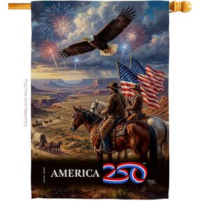 America 250 Flag Frontier Spirit Independence Day Wall Tapestry House Banner Official Licensed Merchandise Canvas Prints Yard Sign Textile Woven Fabric Poster USA 250th Anniversary Decoration Gift in Kuwait