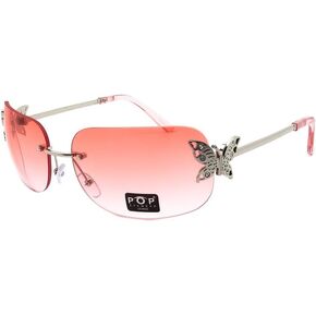 Pop Fashionwear Rimless Rectangle Y2k Rhineston Studd Butterfly Fashion Casual Sunglasses in Kuwait