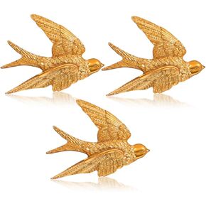 iplusmile 3Pcs Vintage Bird Wall Decor Set, Antique Gold Resin Swallow Wall Sculpture, Small 3D Hanging Flying Birds Art for Living Room Gallery Bedroom Accents in Saudi Arabia