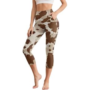 Womens Yoga Leggings 7/8 High Waisted Yoga Capri Tummy Control Legging Stretch Workout Tights in Kuwait