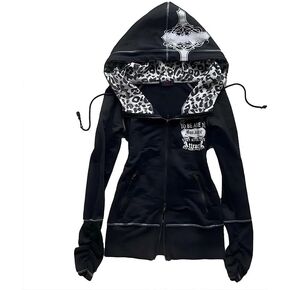 Womens Vintage Leopard Printed Sweatshirts Y2k Slim Fit Spicy Girl Hoodie Gothic Harajuku Autumn Hoodies in Kuwait