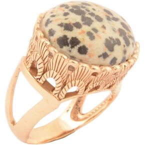 Barse Jewelry White and Black Dalmatian Jasper Golden Statement Ring in Kuwait