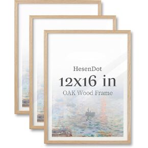 مجموعة إطارات صور مقاس 12 × 16 بوصة مكونة من 3 - إطار صور من خشب البلوط البيج الطبيعي، إطارات طباعة فنية مقاس 16 × 12، مجموعة تزيين جدار المنزل الصلب البسيط مقاس 30 × 40 سم in Kuwait