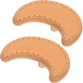 2pcs Moon Shape Wardrobe Cabinet Handles Pu Leather Drawer Pulls Vintage Furniture Hardware for Room Dresser Door Decor in Kuwait