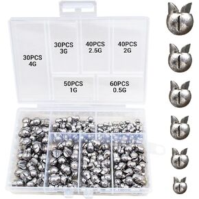 250Pcs Split Shot Fishing Weights Sinkers, 6 Sizes Removable Round Assortment Open Mouth Fly Fishing Weight Clip on Sinker Weight Freshwater Saltwater Fishing Accessories in Kuwait