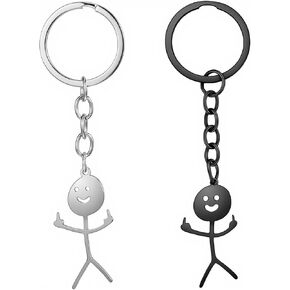 nogeqi 2 جهاز كمبيوتر شخصى مضحك المفاتيح، هدايا الاصبع الوسطى، سلاسل المفاتيح باردة شخصية للرجال، الفولاذ المقاوم للصدأ الاصبع الوسطى مفتاح سلاسل هدايا الصداقة للنساء مزحة الأزواج أصدقاء (أسود فضي) in Kuwait