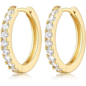 Eloqueen Gold Earrings for Women 14K Gold Hoop Earrings for Women Hoop Earring for Womens Hoops Clean Shape and Sparkle Cubic Zirconia Hoops Earring for Womens 12/14/16/20/25mm in Kuwait