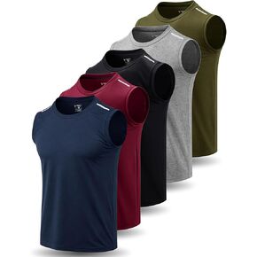 Liberty Imports Pack of 5 Men's Stretch Cool Dry Muscle Tank Tops Athletic Crewneck Sleeveless Workout Shirts in Saudi Arabia