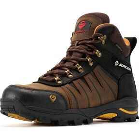 أحذية عمل SUREWAY للرجال مقاس 6 بوصات مقاومة للماء وناعمة عند الأصابع - مصنفة EH، مقاومة للزيت والانزلاق | جلد محبب بالكامل، برباط | أحذية أمان صناعية مريحة وخفيفة الوزن للأسقف والصيد in Kuwait