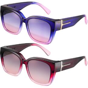 JATEBI 2 Pack Polarized Fit Over Glasses Sunglasses for Women Men Trendy Oversized Wear Over Sun Glasses with UV400 Protection in Kuwait