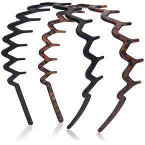 Zig Zag Headbands for Women Men, Non-slip Plastic Wavy Headband with Teeth Comb Hairbands Classic 90s Hair Accessories 2pcs in Kuwait