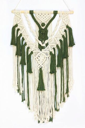 BMIDRUT Macrame Woven Wall Hanging Tapestry Boho Wall Art Handmade Macrame Tapestry for Wedding Bedroom Living Room Background Wall 17x30 Inch in Kuwait