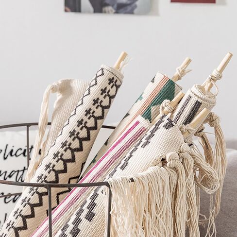 Cotton Wall Tapestry Hanging Decor, 20x34 Large Macrame Woven Boho Chic Bohemian Abstract Geometric Printed Tapestries Decor Gift for Apartment Dorm Kids Livingroom Bedroom Door Entrance Home Office in Saudi Arabia