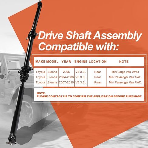 مجموعة عمود الدفع الخلفي الكامل لعمود الدفع [AWD] متوافقة مع Toyota Sienna 2004-2010 3.3L 3.5L، استبدال # 37100-45010، 3710045010 in Saudi Arabia
