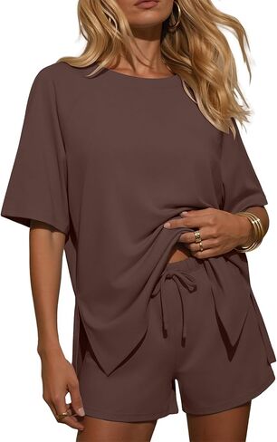 Ekouaer Two Piece Sets for Women Summer Lounge Short Sets Moisture-Wicking Casual Airport Travel Matching Outfits in Saudi Arabia