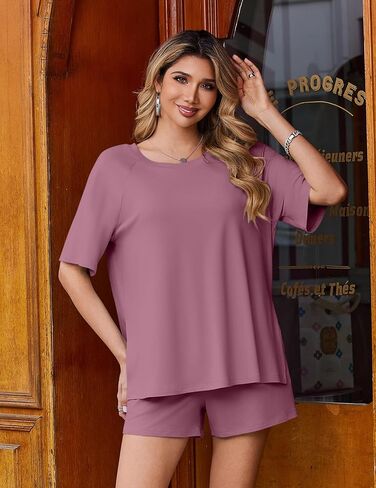 Ekouaer Two Piece Sets for Women Summer Lounge Short Sets Moisture-Wicking Casual Airport Travel Matching Outfits in Saudi Arabia