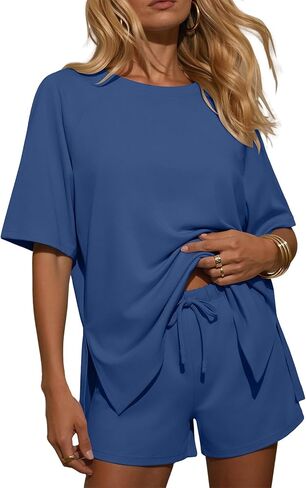 Ekouaer Two Piece Sets for Women Summer Lounge Short Sets Moisture-Wicking Casual Airport Travel Matching Outfits in Saudi Arabia