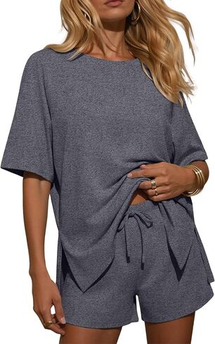 Ekouaer Two Piece Sets for Women Summer Lounge Short Sets Moisture-Wicking Casual Airport Travel Matching Outfits in Saudi Arabia
