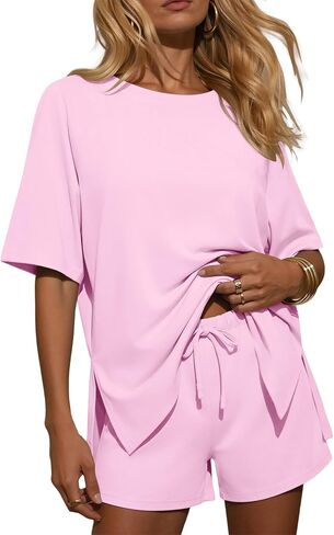 Ekouaer Two Piece Sets for Women Summer Lounge Short Sets Moisture-Wicking Casual Airport Travel Matching Outfits in Saudi Arabia