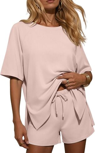 Ekouaer Two Piece Sets for Women Summer Lounge Short Sets Moisture-Wicking Casual Airport Travel Matching Outfits in Saudi Arabia