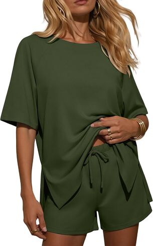 Ekouaer Two Piece Sets for Women Summer Lounge Short Sets Moisture-Wicking Casual Airport Travel Matching Outfits in Saudi Arabia