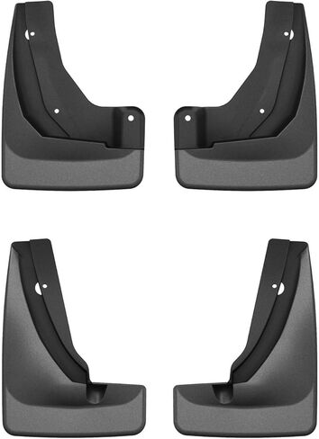 WeatherTech Custom No Drill Splash Guard MudFlaps لسيارة Hyundai Santa Fe Hybrid، Santa Fe، المجموعة الأمامية والخلفية (110191-120191)، أسود in Saudi Arabia