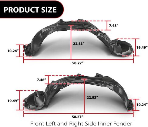 ANDPLAY Fender Liners Front Side Left and Right Fit for Toyota Highlander 2008-2010 TO1248150C, TO1249150C, 538050E040, 538060E050 in Kuwait