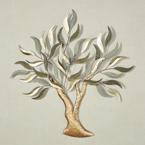 Morning Mist Tree Wall Art Sculpture | Tree of Life | Nature | Textured Metal Wall Art Decor | Hand Finished | Sage Gold | Dimensional | Realistic | Home Decor in Saudi Arabia