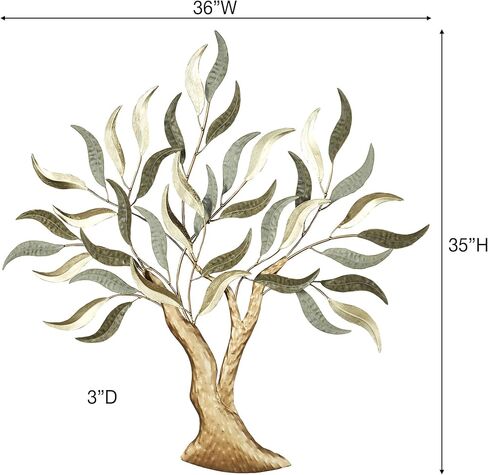 Morning Mist Tree Wall Art Sculpture | Tree of Life | Nature | Textured Metal Wall Art Decor | Hand Finished | Sage Gold | Dimensional | Realistic | Home Decor in Saudi Arabia