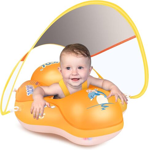 Baby Pool Float with Canopy UPF50+, 5 Point Safety Buckle for 3-36M in Kuwait