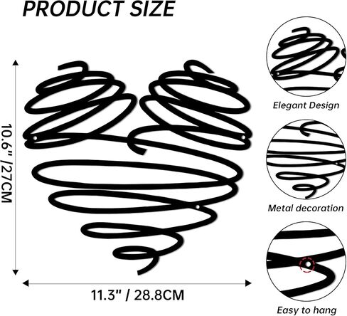 YATEASLU Heart Wall Decor, Continuous Line Art Metal Heart Sign, Abstract Metal Wall Art for Bedroom, Gift for Valentine's Day, Christmas and Other Holidays，Symbol of Everlasting Love in Kuwait