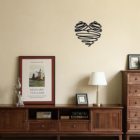 YATEASLU Heart Wall Decor, Continuous Line Art Metal Heart Sign, Abstract Metal Wall Art for Bedroom, Gift for Valentine's Day, Christmas and Other Holidays，Symbol of Everlasting Love in Kuwait