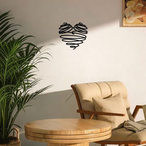 YATEASLU Heart Wall Decor, Continuous Line Art Metal Heart Sign, Abstract Metal Wall Art for Bedroom, Gift for Valentine's Day, Christmas and Other Holidays，Symbol of Everlasting Love in Kuwait