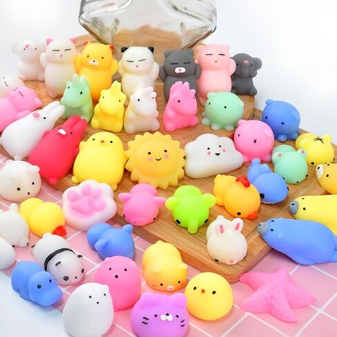 OCATO Squishies 40pcs Mochi Squishy Toys Party Favors for Kids Mini Squishy Kawaii Fidget Toys Stress Relief Treasure Box Toys for Classroom Prizes Kids Easter Egg Fillers Goodie Bag Stuffers, Random in Kuwait