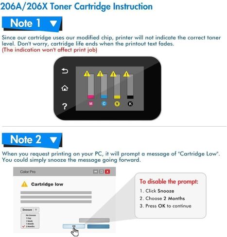 مجموعة خراطيش مسحوق الحبر 206A مكونة من 4 عبوات مع شريحة | MFP M283fdw M283cdw متوافق مع HP 206A W2110A 206X W2110X حبر طابعة ليزر ملون MFP M283fdw M283cdw M283 Pro M255dw M255 in Kuwait