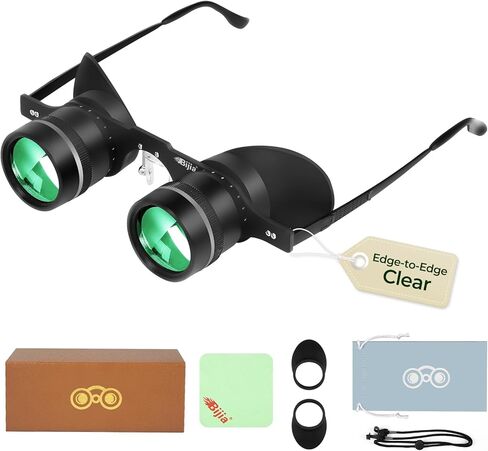 BIJIA 3X Opera نظارات مجهر، مناظير نظارات كسولة بدون استخدام اليدين خفيفة الوزن لصيد الأسماك ومشاهدة الطيور والتلفزيون والرياضة والحفلات الموسيقية والمسرح ومشاهدة المعالم السياحية، للبالغين والرجال والنساء (فيلم أخضر عالي الدقة مطور) in Kuwait