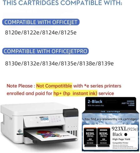 923e 923xl مجموعة خراطيش الحبر الأسود مع رقائق بديلة لحبر HP 923e 923XL أسود لـ OfficeJet 8120e 8122e 8125e Pro 8135e 8138e 8139e 8130e 8132e (2 أسود) in Kuwait