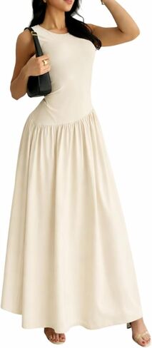 LIGHT DOT Women's Maxi Summer Tank Top Dress Drop Waist Casual Sleeveless Vacation Sundress in Kuwait
